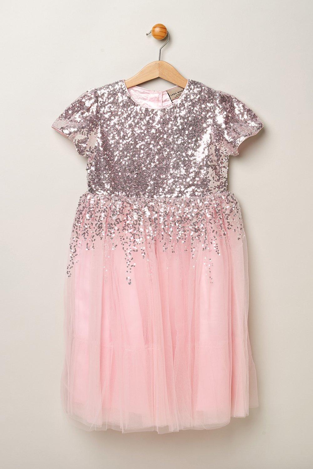 Sequin Waterfall Tulle Skirt Dress